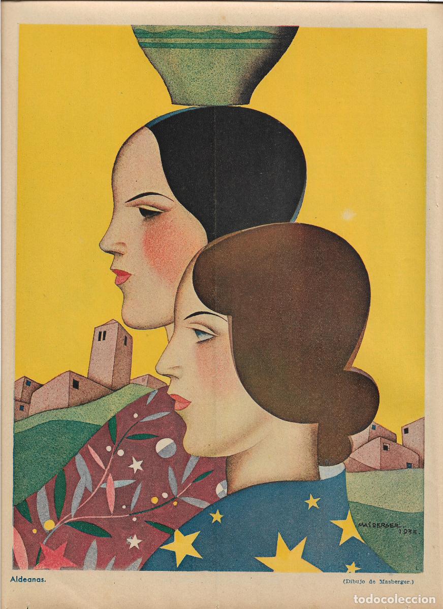 Sammelleidenschaft Papier: A&Ntilde;O 1935 RECORTE PRENSA ALDEANAS ALDEANA MUJER DIBUJO DE MASBERGER