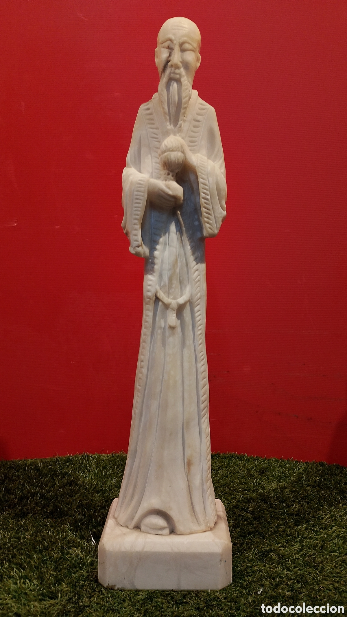 Coleccionismo: ANTIGUA FIGURA DE BUDA ALABASTRO.