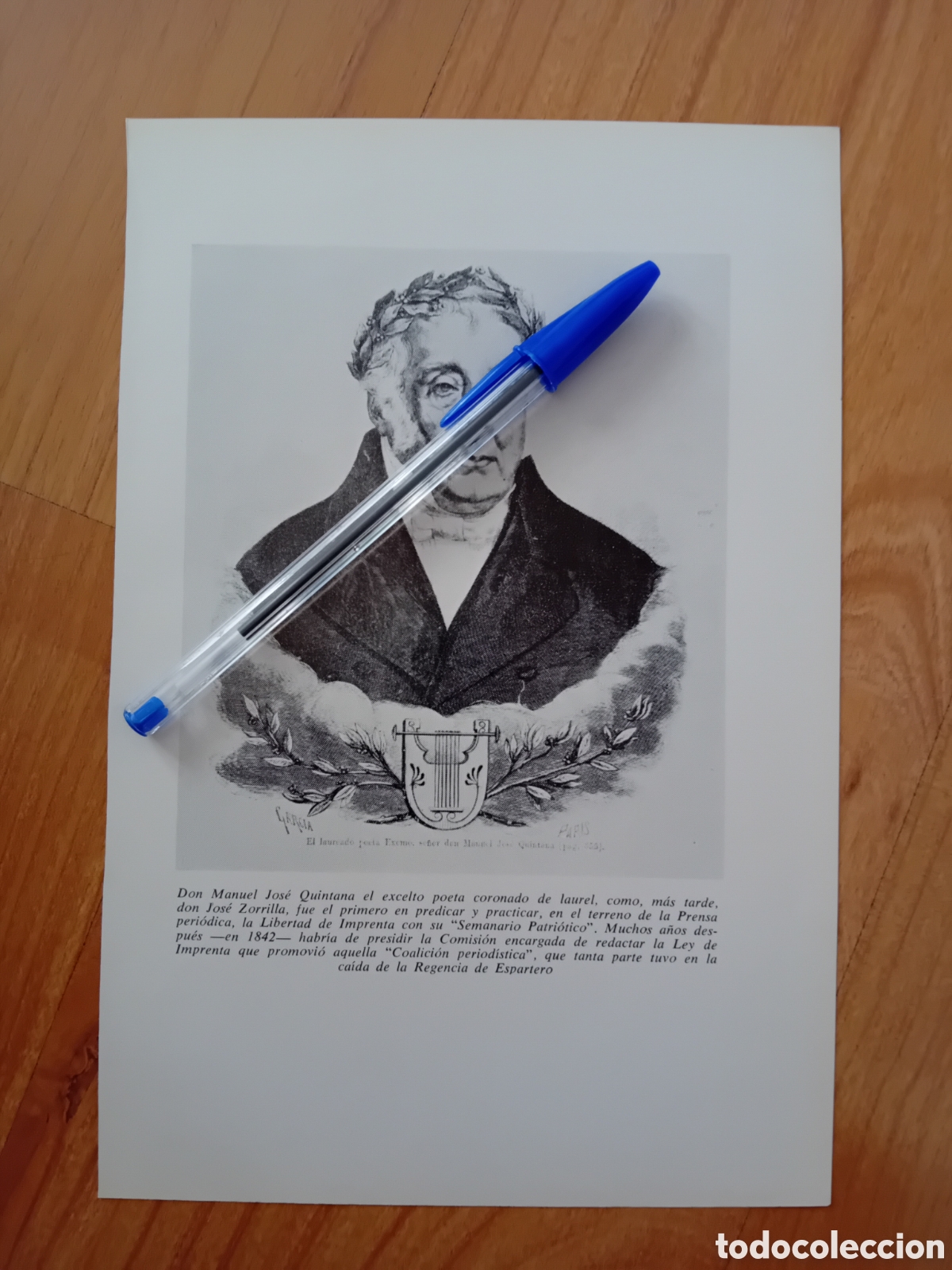 Collezionismo: MANUEL JOS&Eacute; QUINTANA. L&Aacute;MINA DE LIBRO A&Ntilde;OS 60. REVERSO EN BLANCO