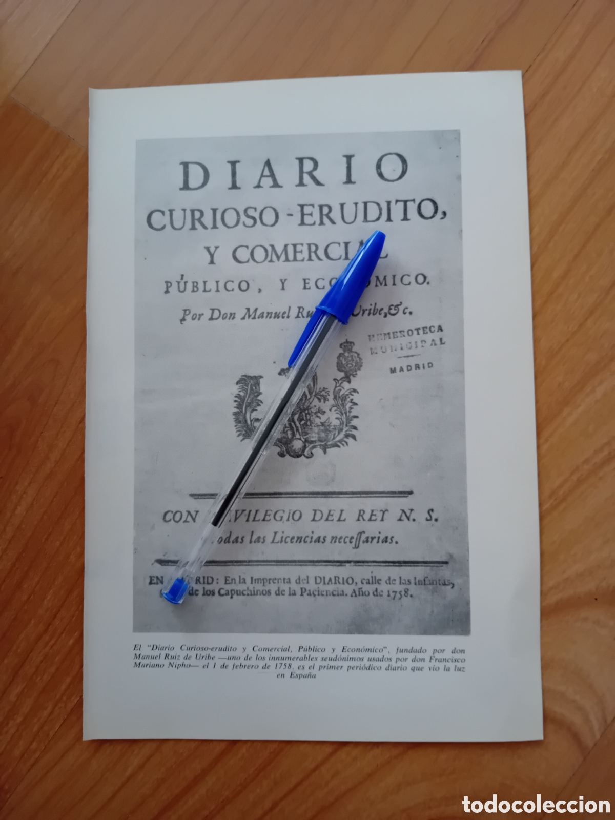 Collezionismo: DIARIO CURIOSO ERUDITO COMERCIAL. L&Aacute;MINA DE LIBRO A&Ntilde;OS 60. REVERSO EN BLANCO