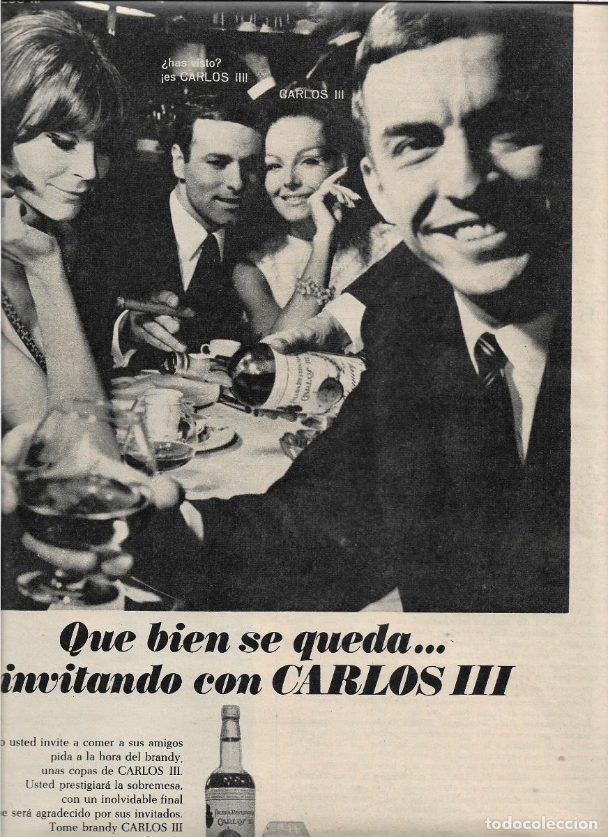 Coleccionismo: A&Ntilde;O 1966 RECORTE PRENSA PUBLICIDAD ANUNCIO BEBIDAS BRANDY CO&Ntilde;AC CARLOS III PEDRO DOMECQ JEREZ