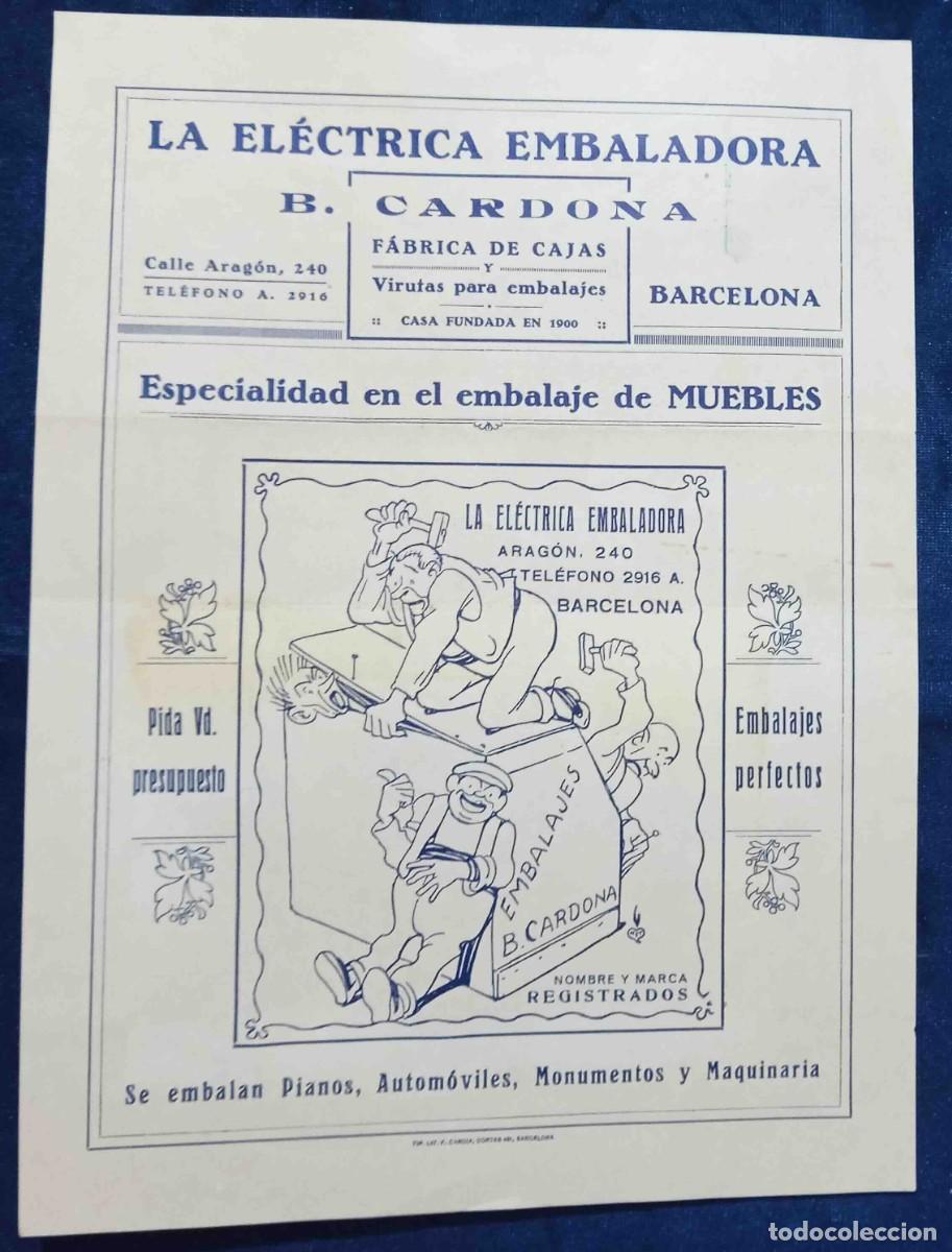 Coleccionismo: HOJA VOLANTE. LA EL&Eacute;CTRICA EMBALADORA. B. CARDONA. F&Aacute;BRICA DE CAJAS. BARCELONA, SIN FECHA.