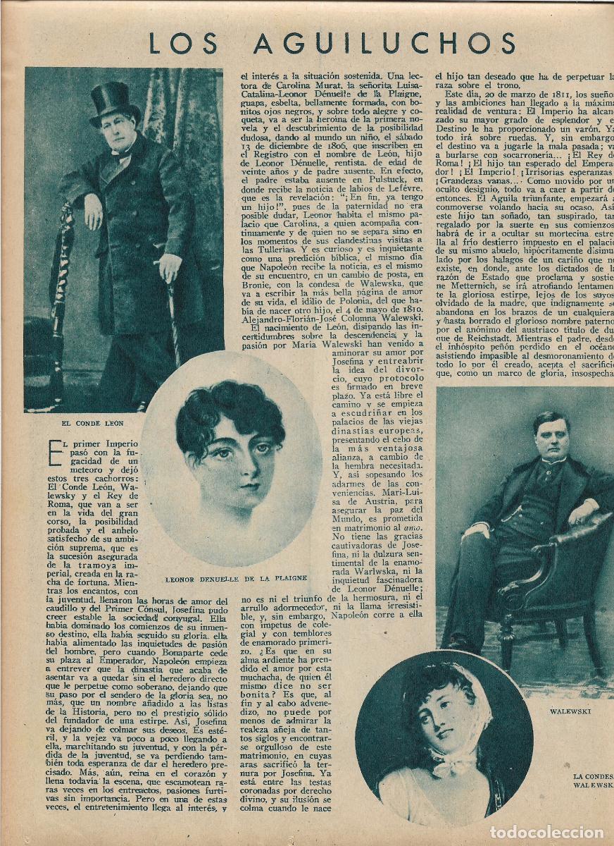 Coleccionismo: A&Ntilde;O 1934 RECORTE PRENSA LOS AGUILUCHOS CONDE LEON WALESKY NAPOLEON JOSEFINA REVOLUCION
