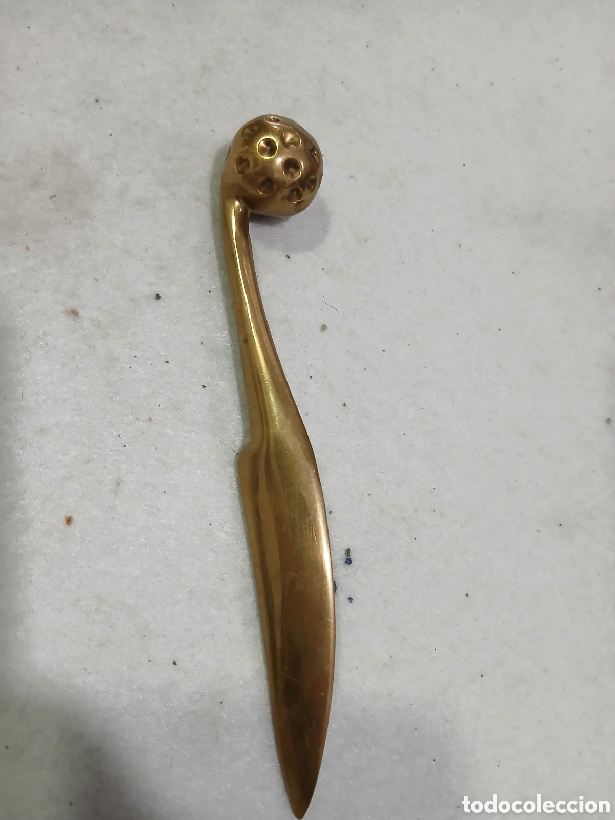 Coleccionismo: Abrecartas golf en bronce. (L109) - Foto 1