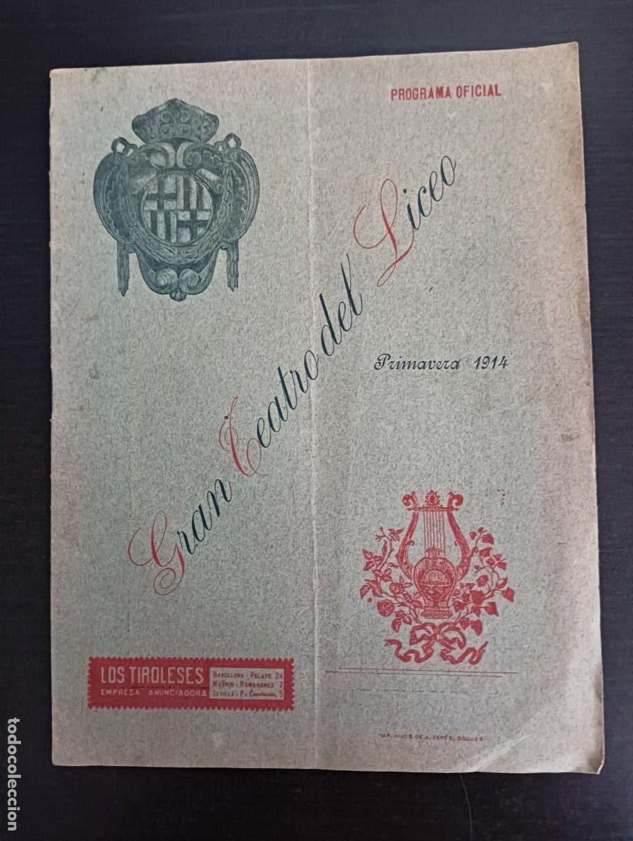 Collecting paper: Gran Teatro del Liceo. Programa Oficial. Primavera 1914.