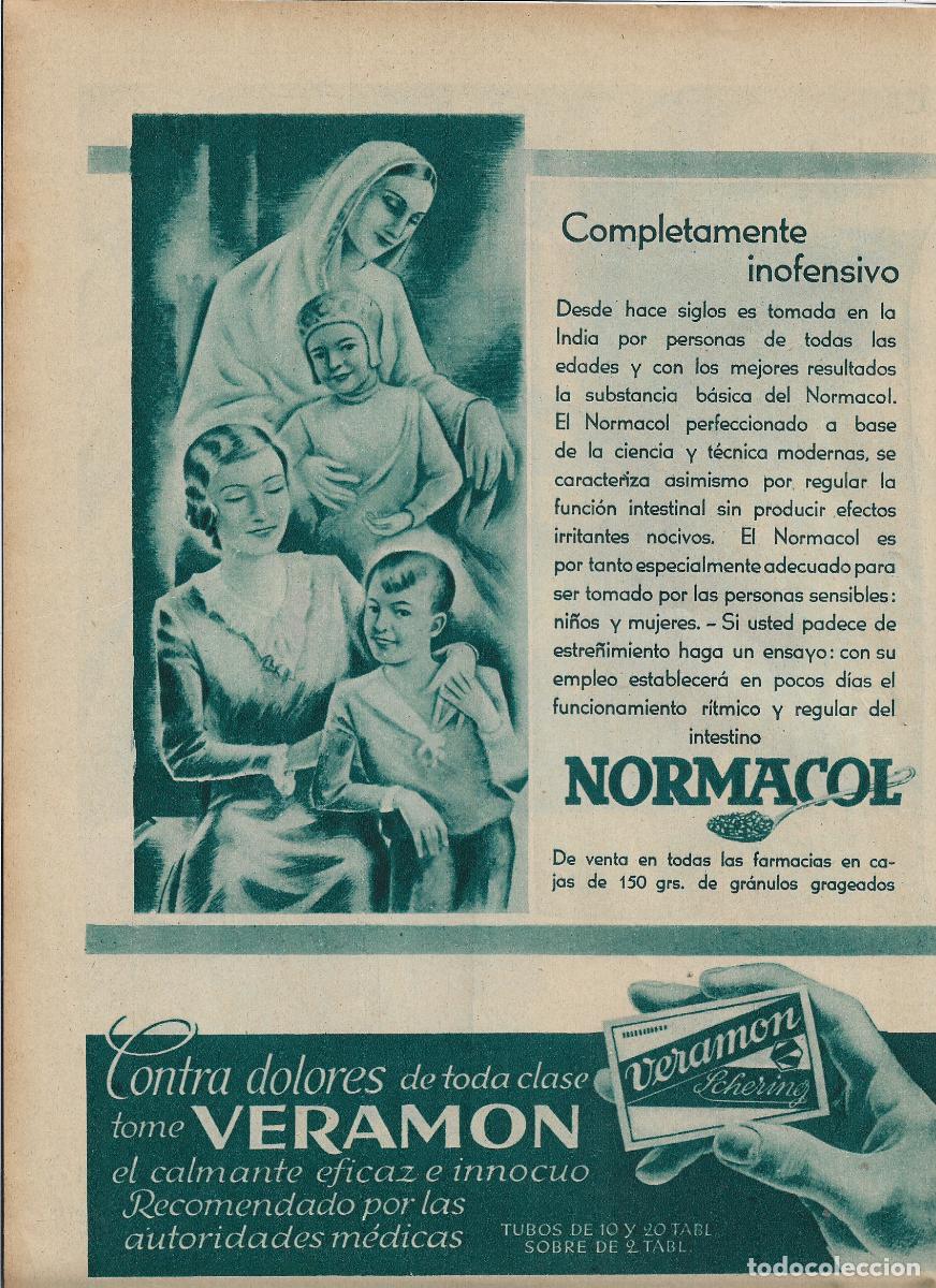 Collezionismo: A&Ntilde;O 1934 RECORTE PRENSA PUBLICIDAD ANUNCIO NORMACOL PRODUCTO FARMACIA ESTRE&Ntilde;IMIENTO