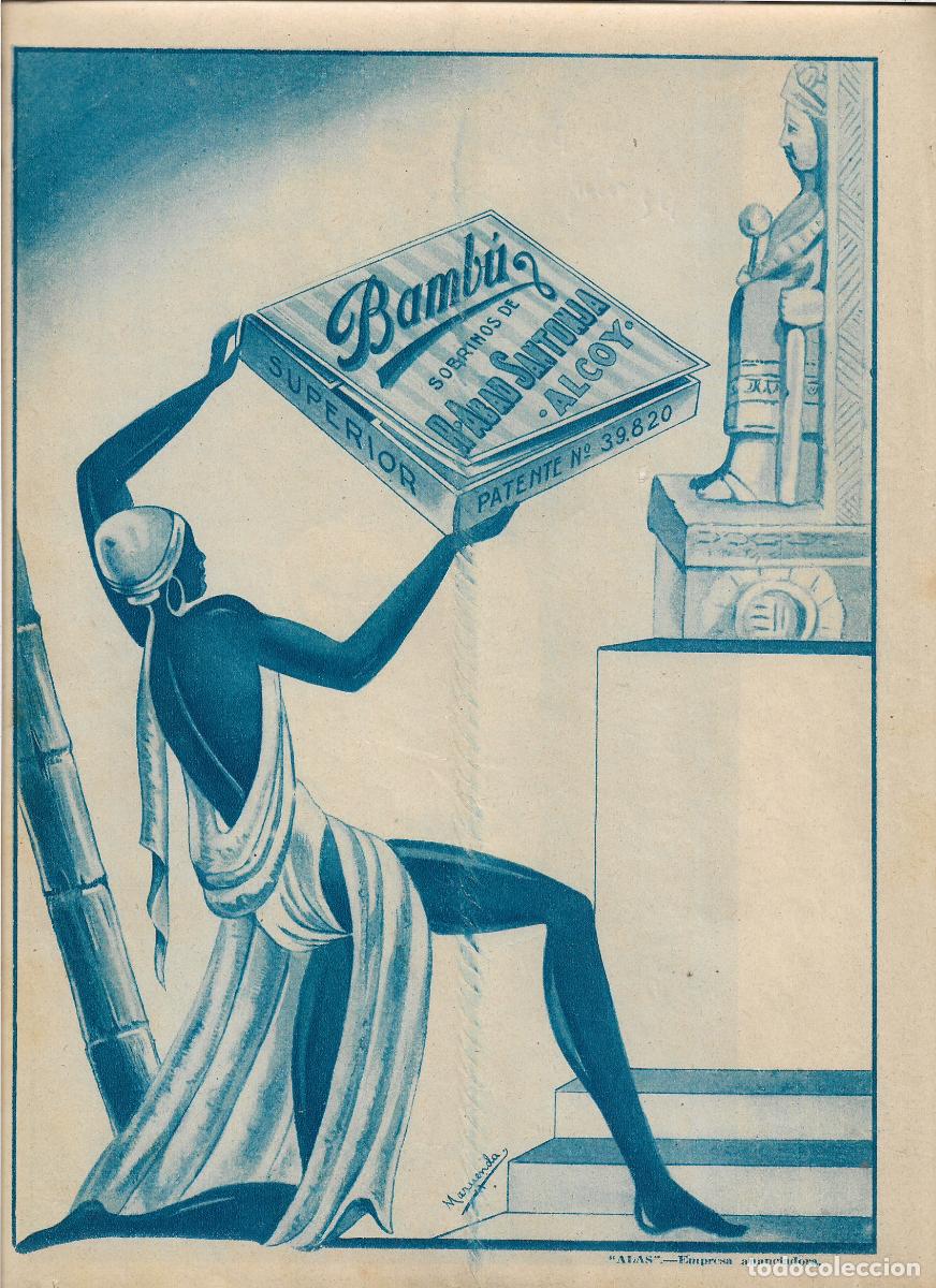 Collezionismo: A&Ntilde;O 1934 RECORTE PRENSA PUBLICIDAD PAPEL DE FUMAR BAMBU ABAD SANTONJA ALCOY ALCOI