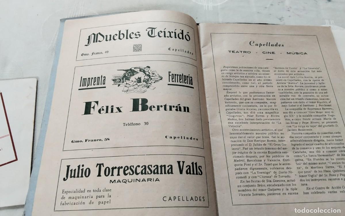 Coleccionismo: CAPELLADES , LIBRO PROGRAMA FIESTA MAYOR 1943 Y PROGRAMA CARAMELLAS 1950 , VER - Foto 8