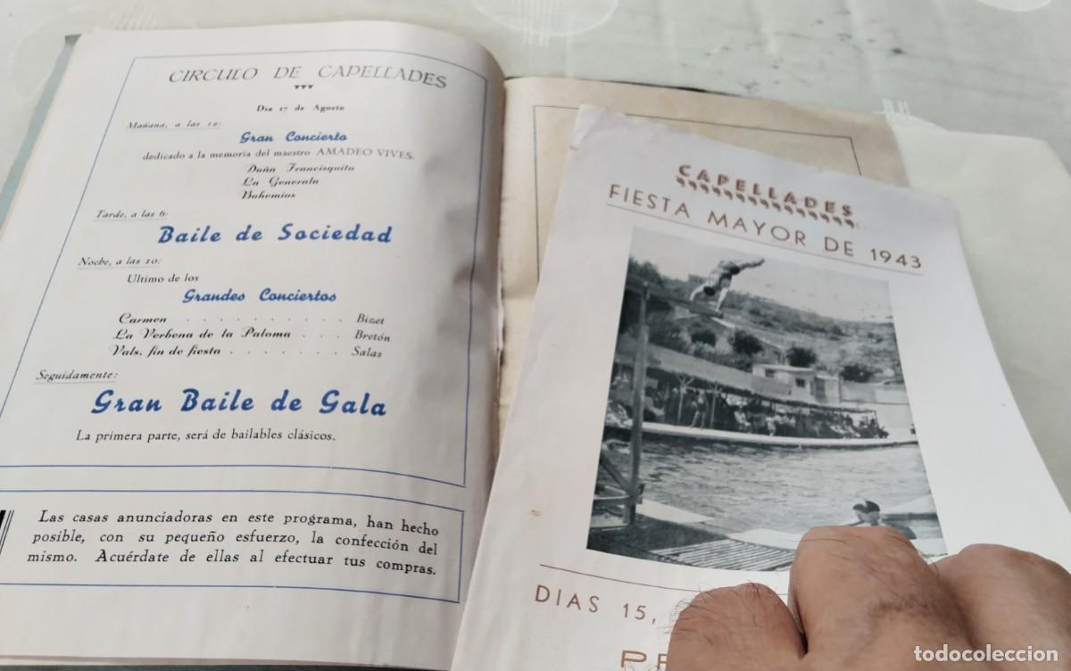Coleccionismo: CAPELLADES , LIBRO PROGRAMA FIESTA MAYOR 1943 Y PROGRAMA CARAMELLAS 1950 , VER - Foto 13
