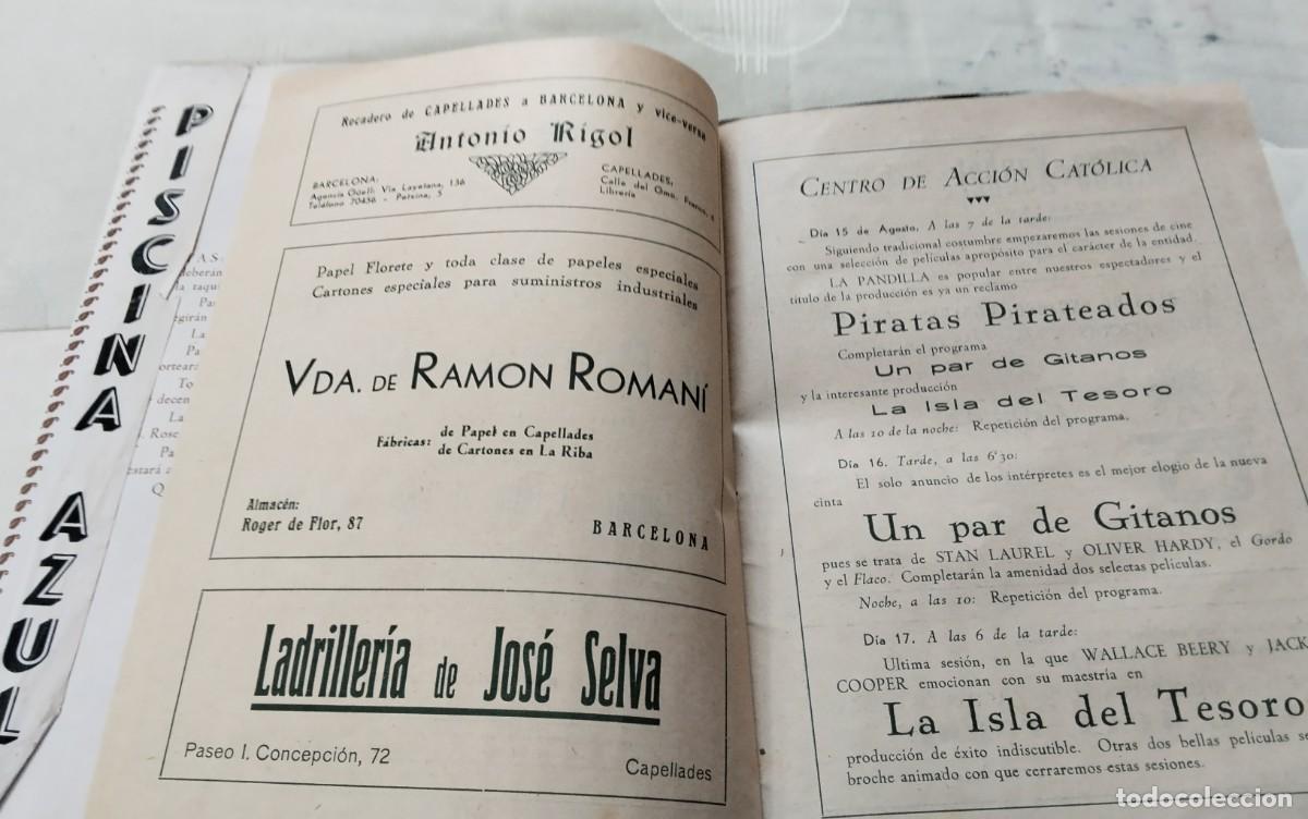 Coleccionismo: CAPELLADES , LIBRO PROGRAMA FIESTA MAYOR 1943 Y PROGRAMA CARAMELLAS 1950 , VER - Foto 17