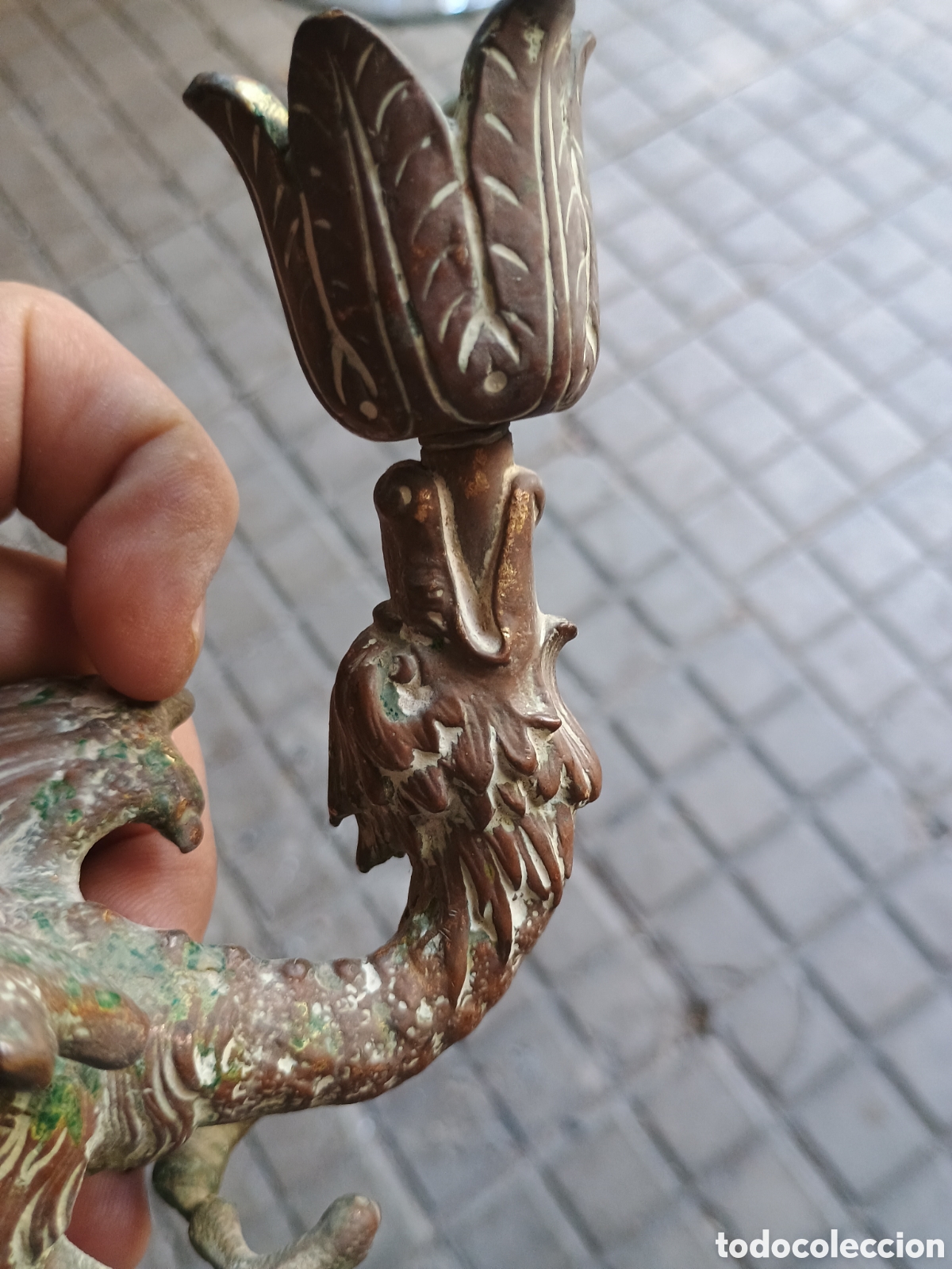 Coleccionismo: Porta velas bronce epoca - Foto 6