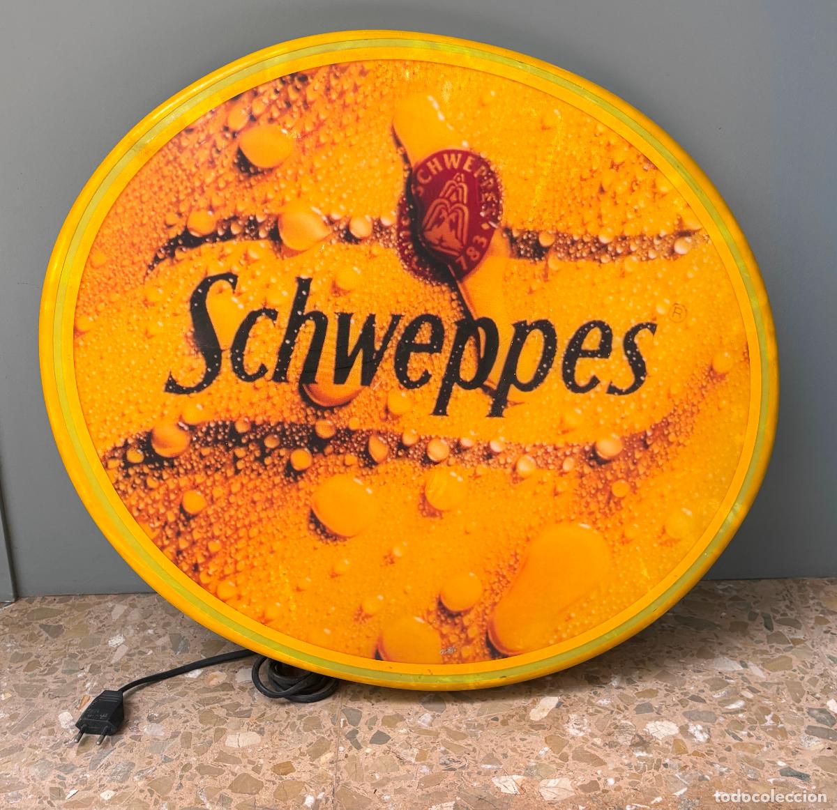Coleccionismo: R&oacute;tulo Schweppes con luz. 57x51x7cm - Foto 1