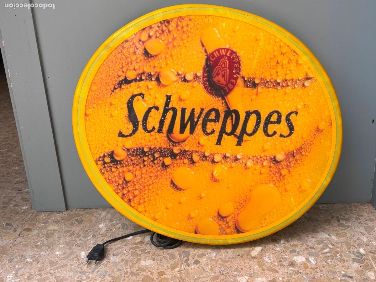 Coleccionismo: R&oacute;tulo Schweppes con luz. 57x51x7cm - Foto 4