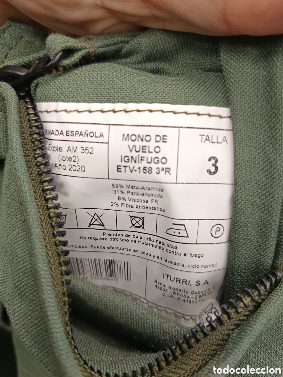 Coleccionismo: Mono de vuelo Militar Verde - Foto 6