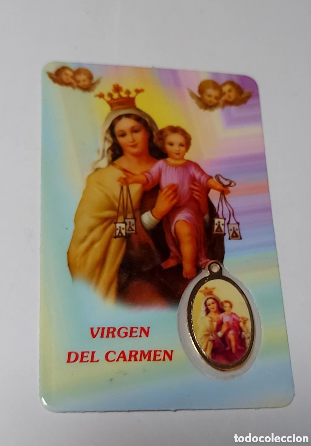 Coleccionismo: Medalla de la Virgen del Carmen con oraci&oacute;n