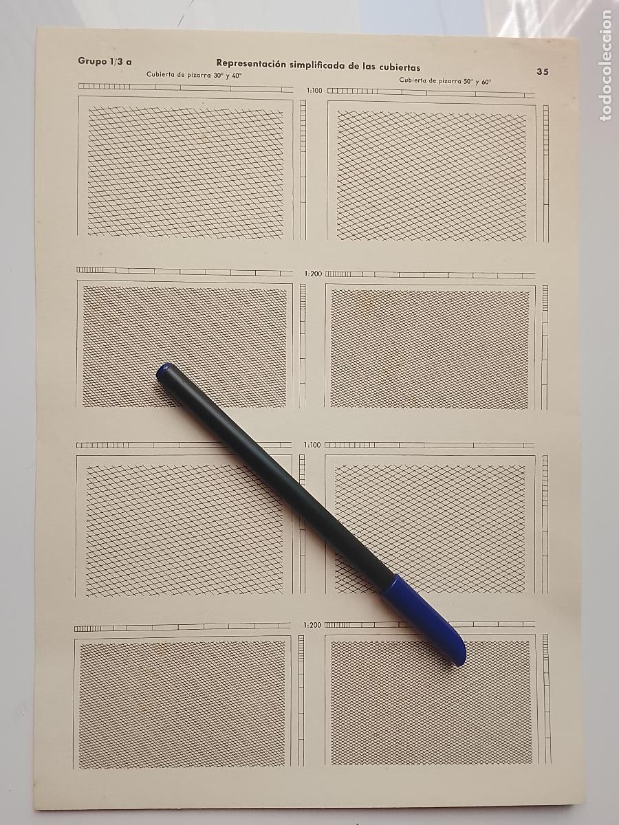 Collectionnisme: antigua lamina original para enmarcar arquitectura - representacion simplificad de las cubiertas