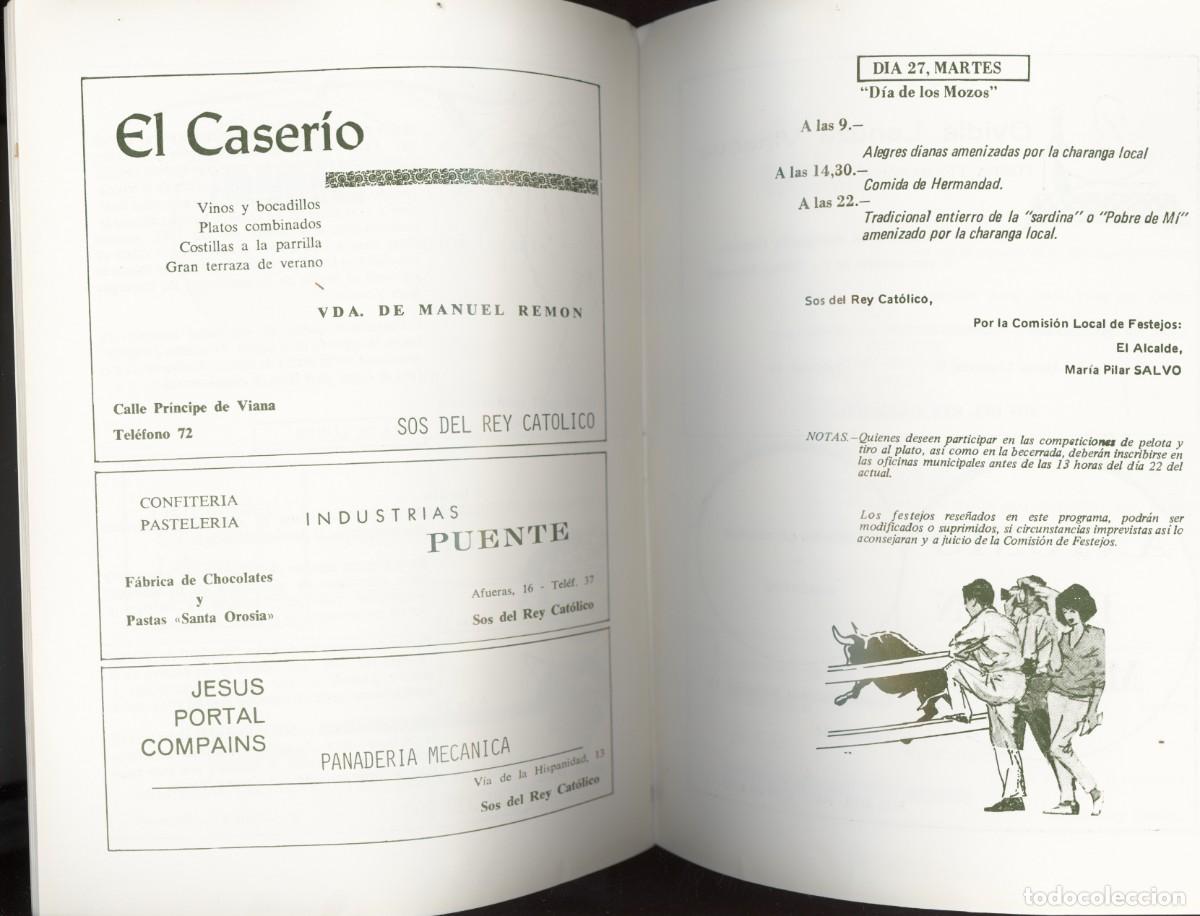 Coleccionismo: Sos del Rey Cat&oacute;lico. . Programa de fiestas. 1974. - Foto 3