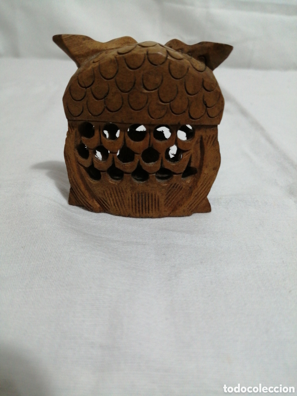 Coleccionismo: Figura de b&uacute;ho en madera. - Foto 2
