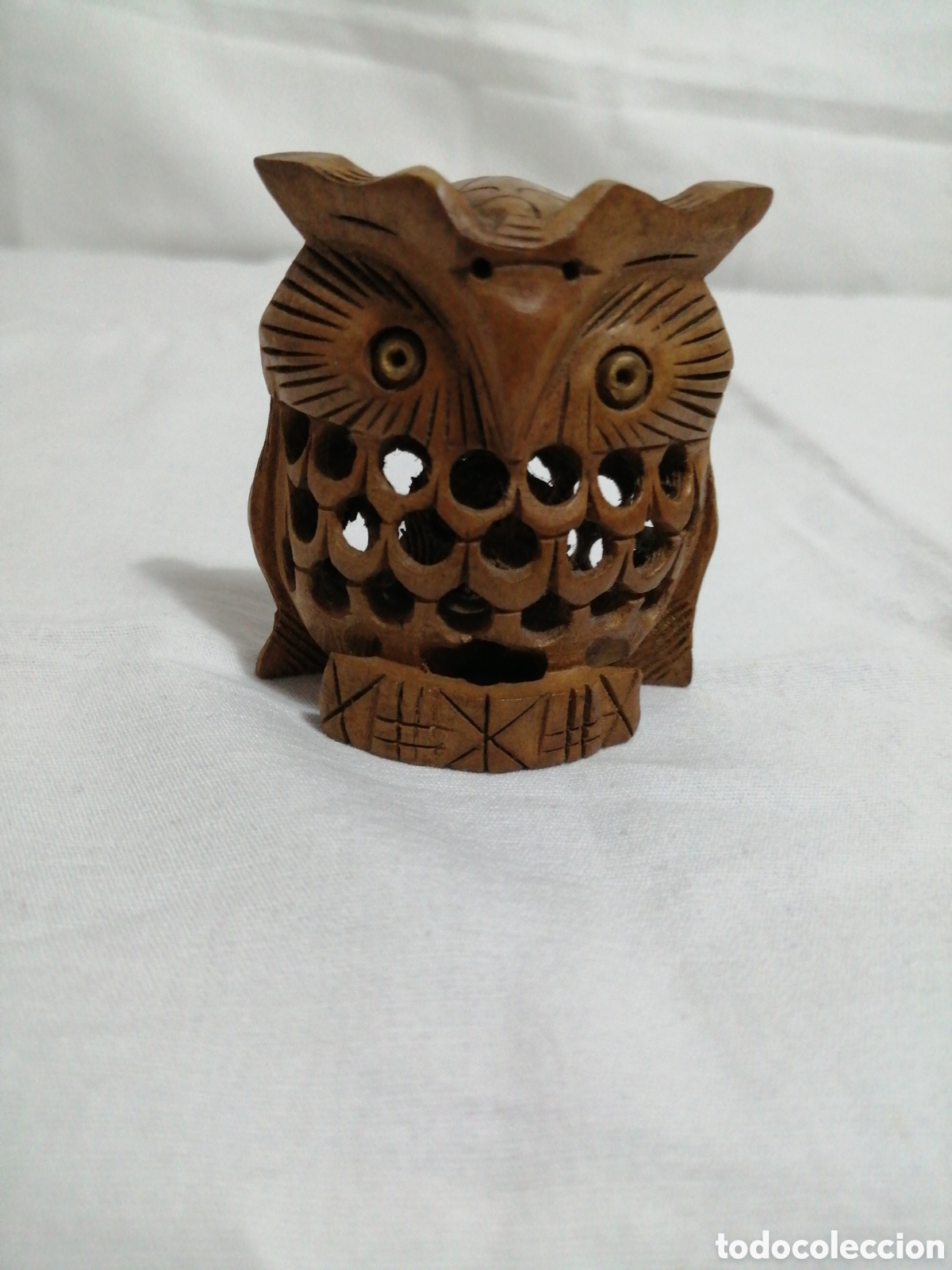 Coleccionismo: Figura de b&uacute;ho en madera. - Foto 1
