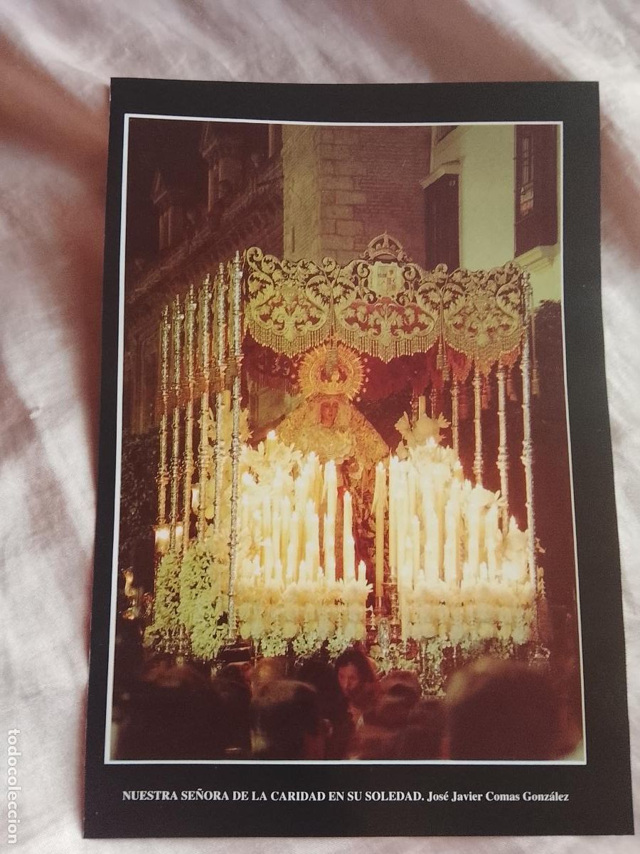 Collectionnisme: 24,5x16,5 cm lamina RELIGIOSA color semana santa sevilla - VIRGEN DE LA CARIDAD EN SU SOLEDAD