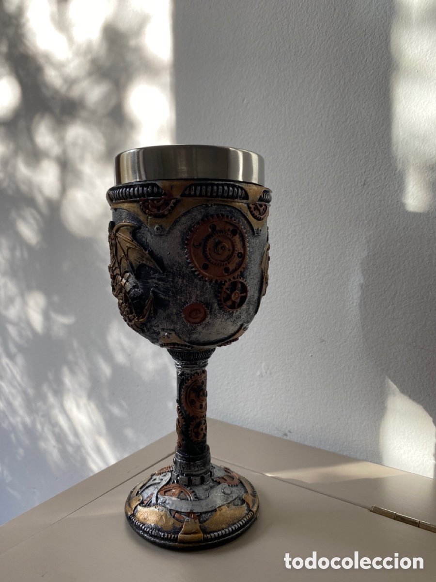 Coleccionismo: Copa de vino Steampunk Drag&oacute;n - Foto 2