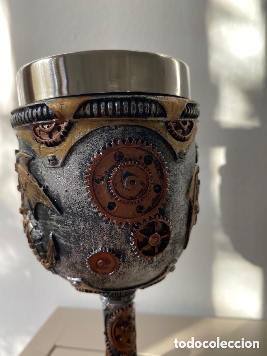 Coleccionismo: Copa de vino Steampunk Drag&oacute;n - Foto 6