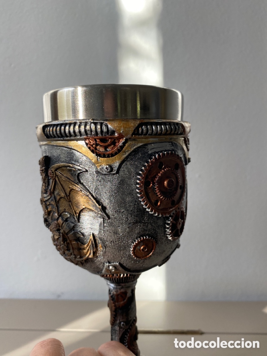 Coleccionismo: Copa de vino Steampunk Drag&oacute;n - Foto 8