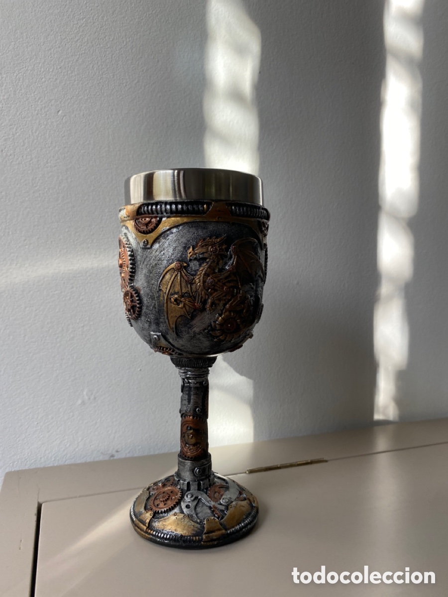 Coleccionismo: Copa de vino Steampunk Drag&oacute;n - Foto 1