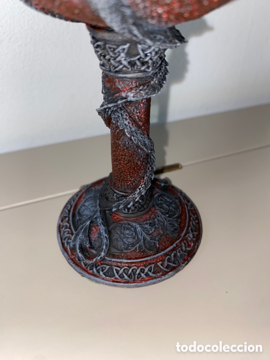 Coleccionismo: Copa de vino doble calavera de ala de drag&oacute;n - Foto 8