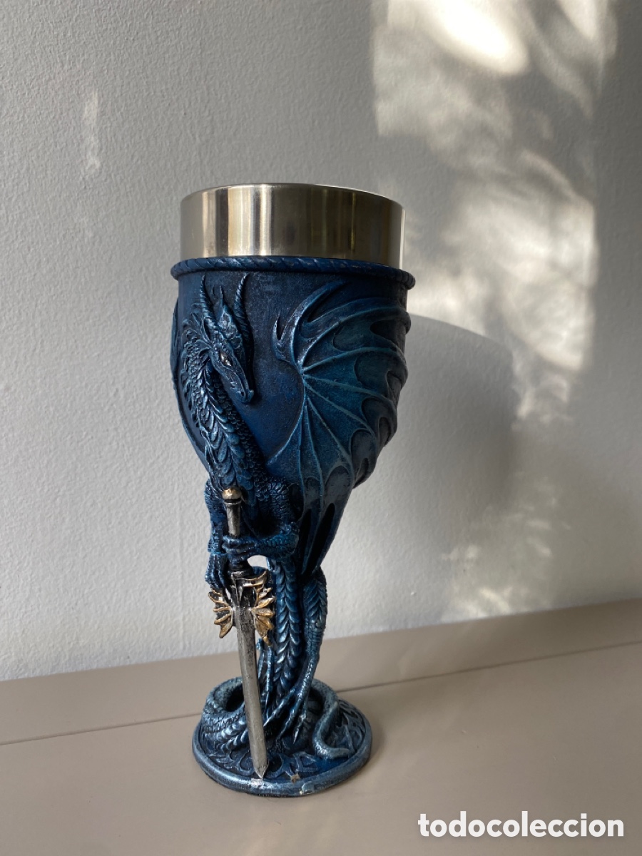 Coleccionismo: C&aacute;liz o copa de vino de Drag&oacute;n Medieval - Foto 3