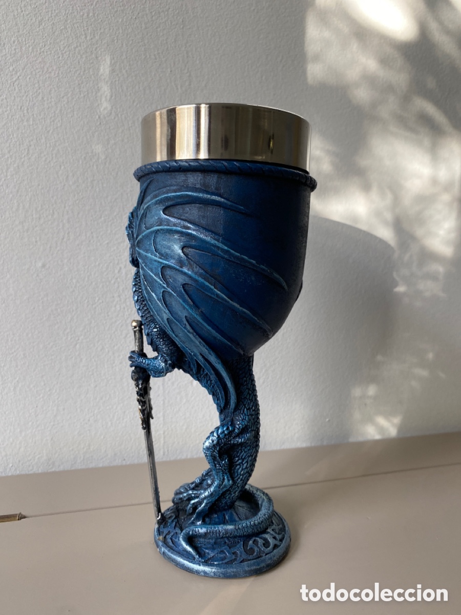 Coleccionismo: C&aacute;liz o copa de vino de Drag&oacute;n Medieval - Foto 4