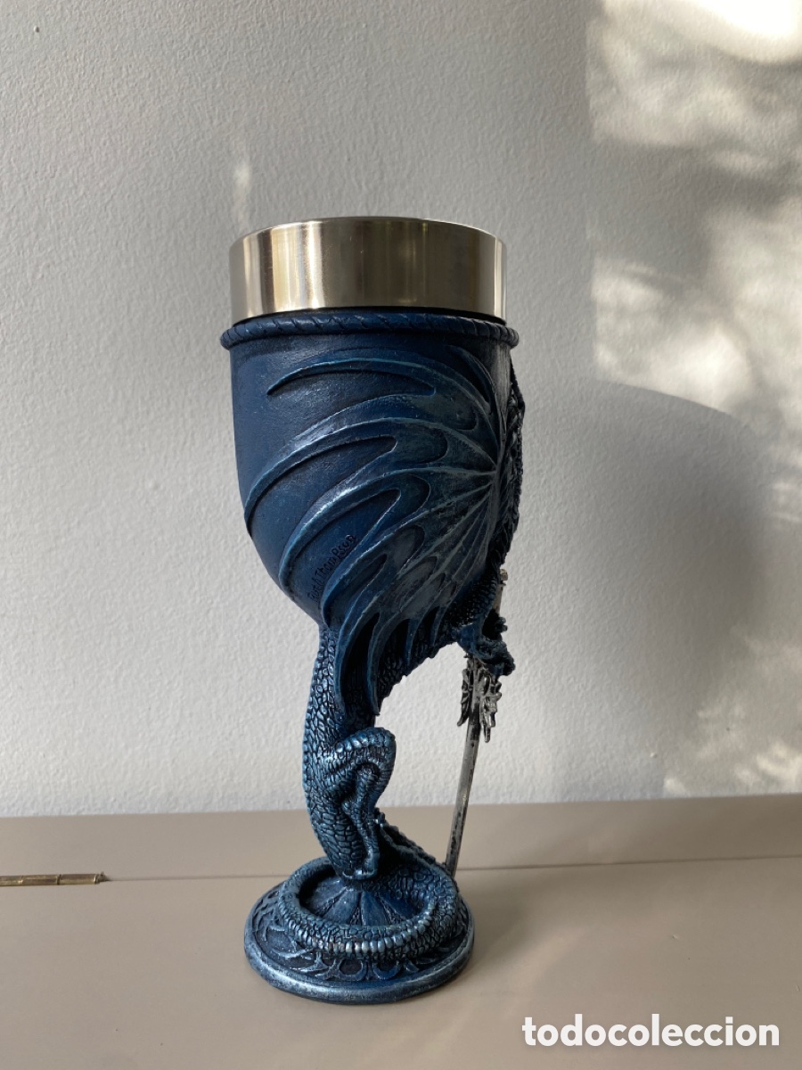 Coleccionismo: C&aacute;liz o copa de vino de Drag&oacute;n Medieval - Foto 6