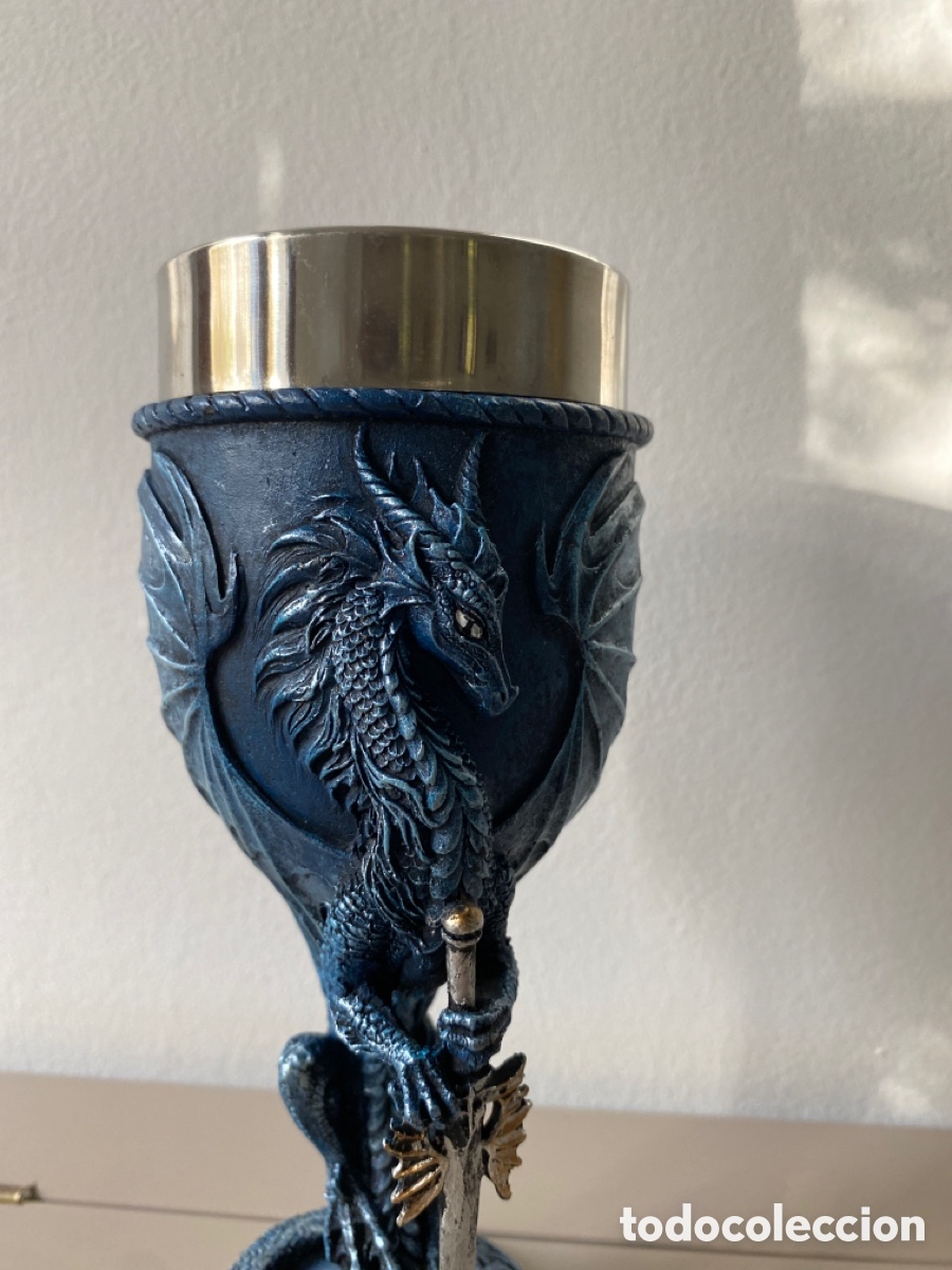 Coleccionismo: C&aacute;liz o copa de vino de Drag&oacute;n Medieval - Foto 7
