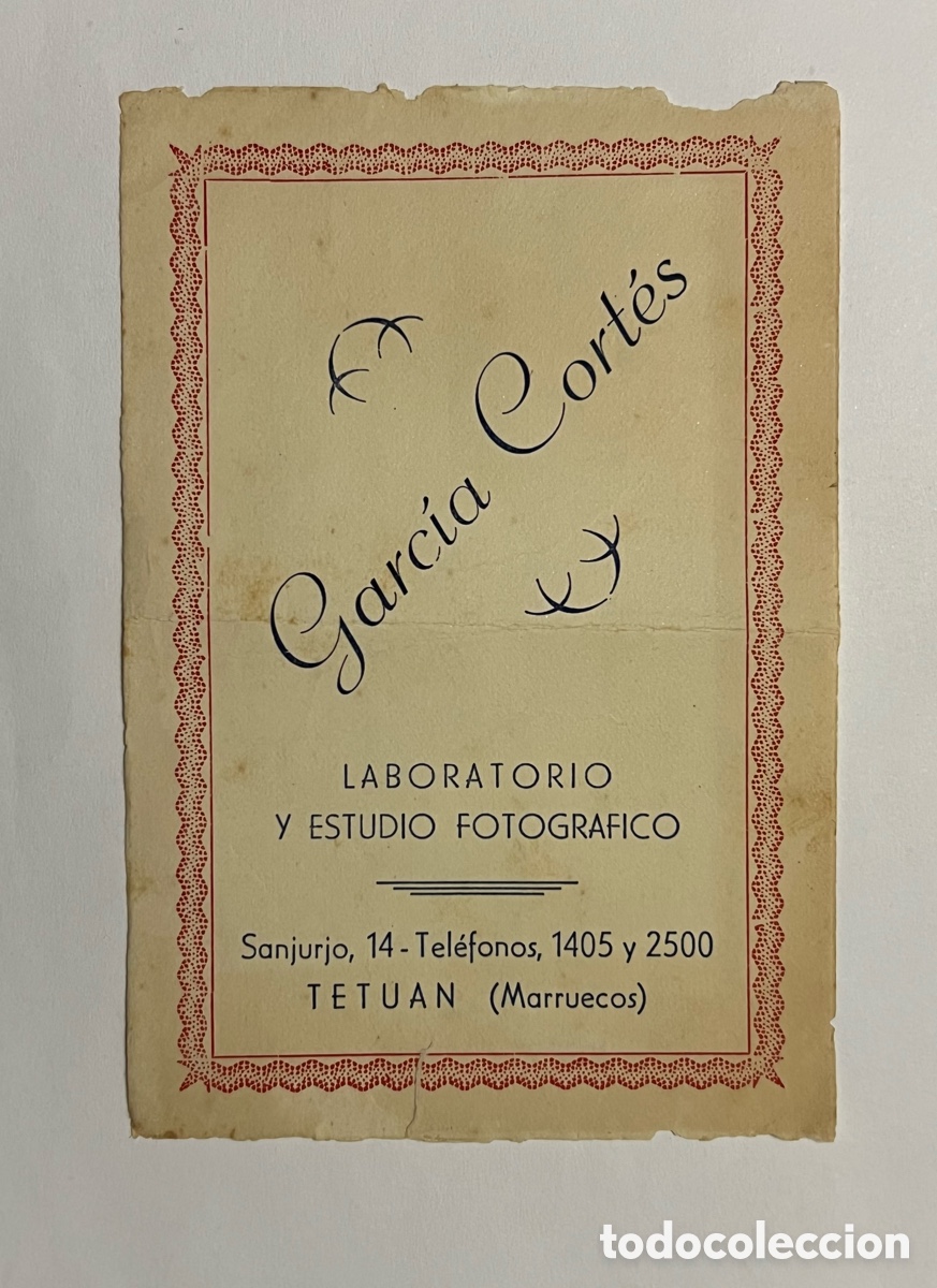 Coleccionismo: TETU&Aacute;N. LABORATORIO Y ESTUDIO FOTOGRAFICO.. Garc&iacute;a Cortes (h.1950?)