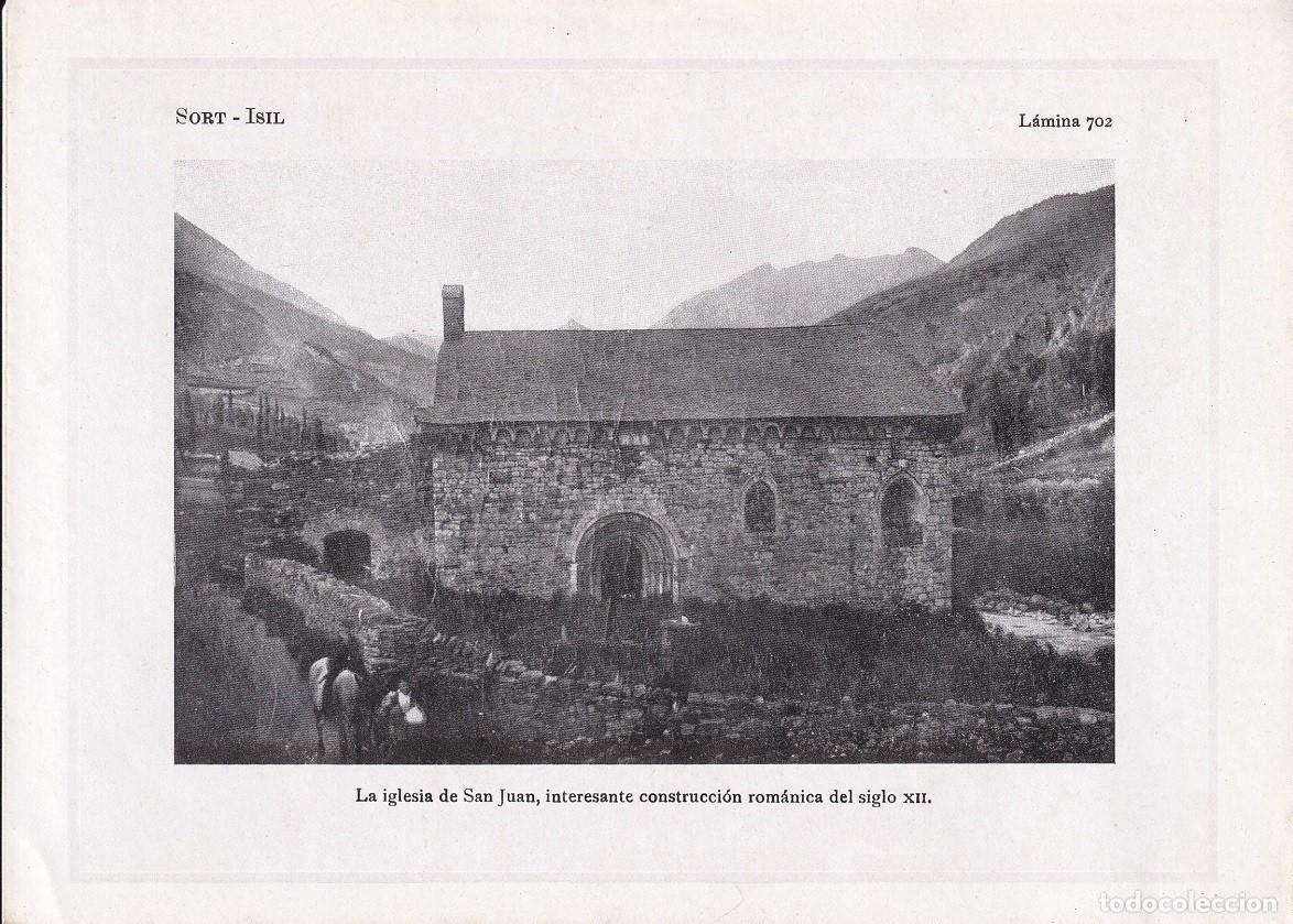 Coleccionismo: L&aacute;mina 702 Sort - Isil / La Iglesia de San Juan , interesante construcci&oacute;n rom&aacute;nica del siglo XII
