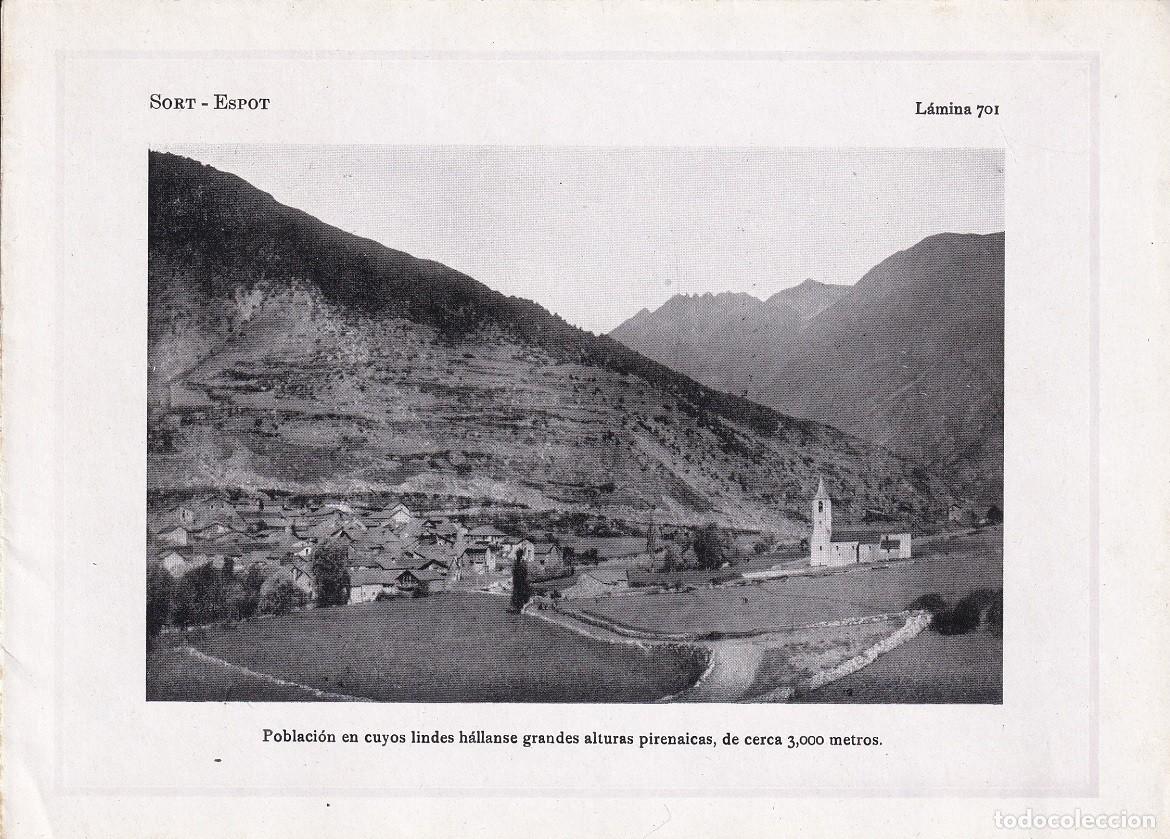 Coleccionismo: L&aacute;mina 701 Sort - Espot / Poblaci&oacute;n en cuyos lindes h&aacute;llanse grandes alturas pirenaicas de cerca &hellip;