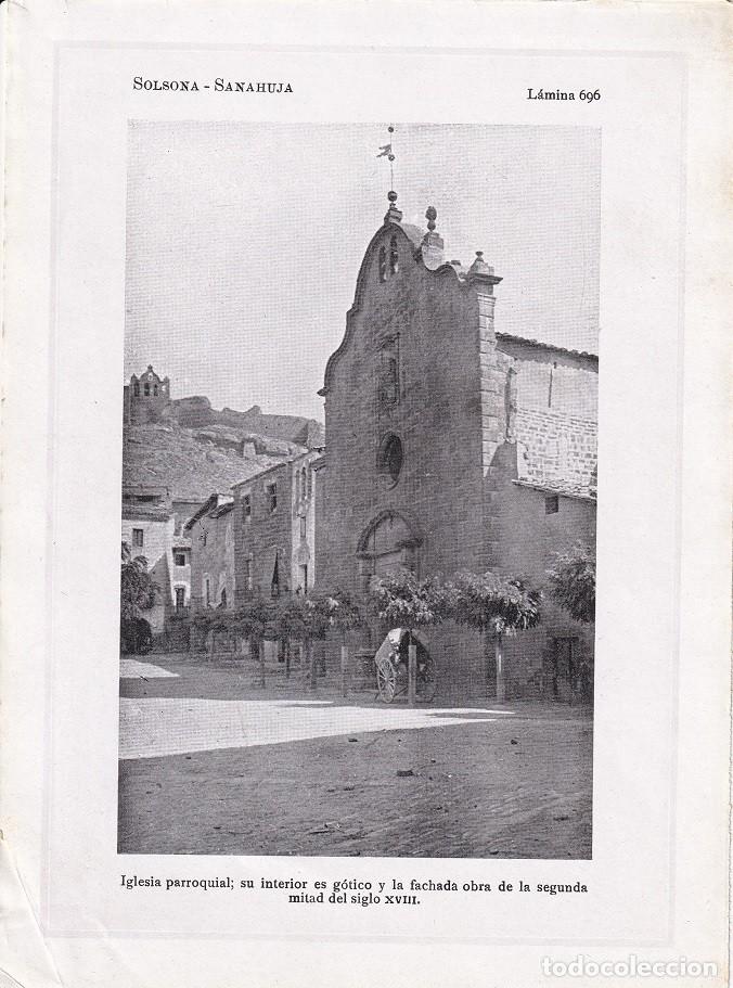 Coleccionismo: L&aacute;mina 696 - Solsona - Sanahuja / Iglesia parroquial: su interior es g&oacute;tico y la fachada obra de&hellip;