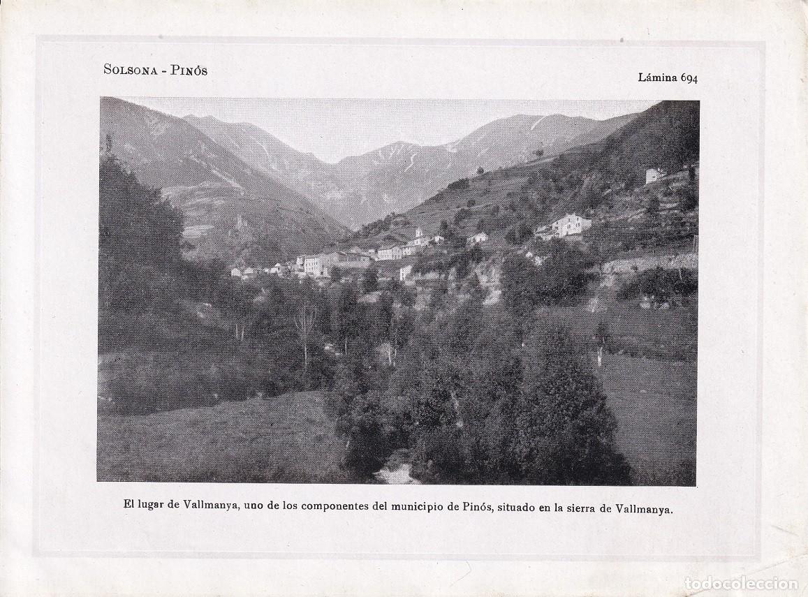 Coleccionismo: L&aacute;mina 694 - Solsona - Pin&oacute;s / Sierra de Vallmanya / El lugar de Vallmanya , uno de los component&hellip;