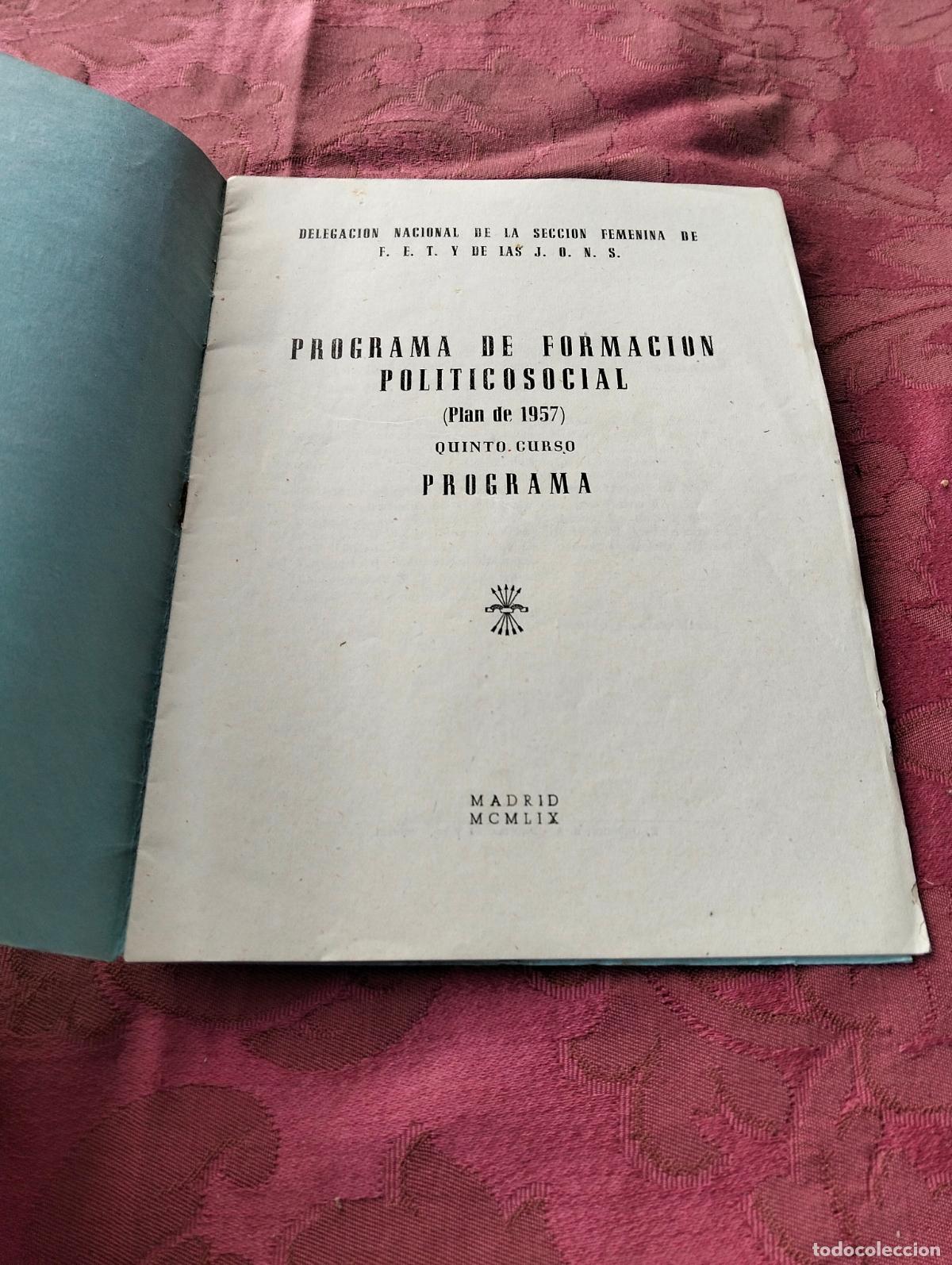 Coleccionismo: Programa de ense&ntilde;anza de hogar para el bachillerato Plan 1957 quinto curso programa 1959 - Foto 2