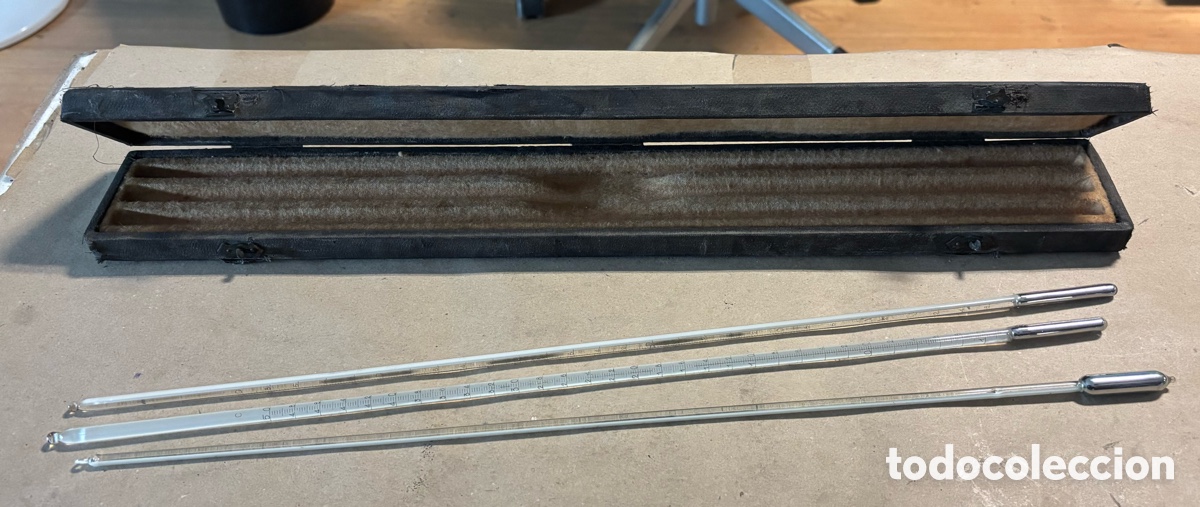 Coleccionismo: ANTIGUO ESTUCHE CON 3 TERM&Oacute;METROS DE LABORATORIO. - Foto 3