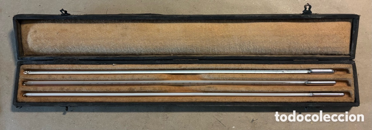 Coleccionismo: ANTIGUO ESTUCHE CON 3 TERM&Oacute;METROS DE LABORATORIO. - Foto 1