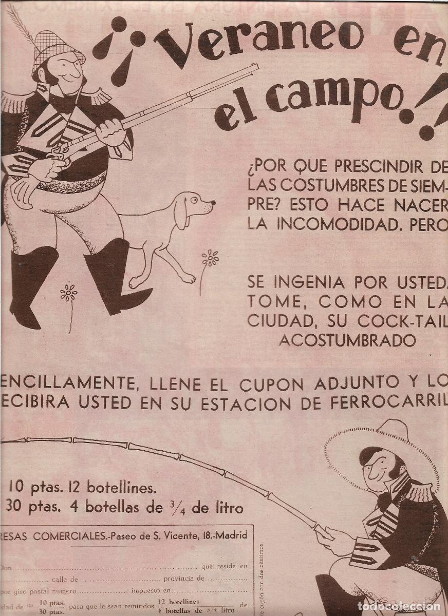 Coleccionismo: A&Ntilde;O 1932 RECORTE PRENSA PUBLICIDAD BEBIDAS COCK-TAIL COCTEL KEMTTON ENVIO POR FERROCARRIL
