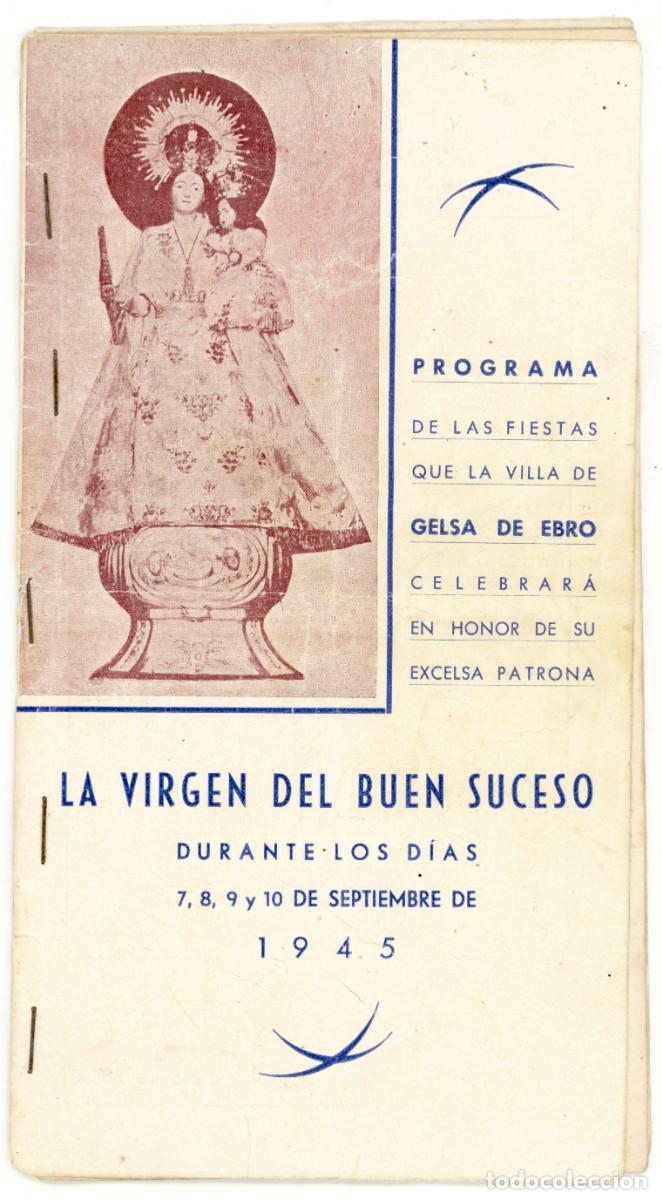 Coleccionismo: Gelsa de Ebro. Zaragoza. Programa de fiestas de 1945. - Foto 1