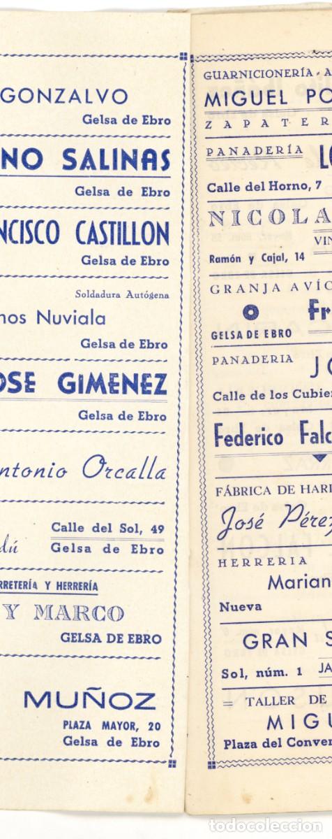 Coleccionismo: Gelsa de Ebro. Zaragoza. Programa de fiestas de 1945. - Foto 3
