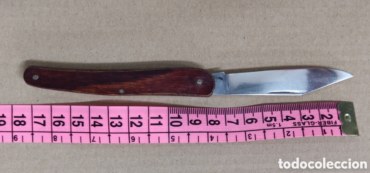 Coleccionismo: Peque&ntilde;a navaja, mango de madera - Foto 3
