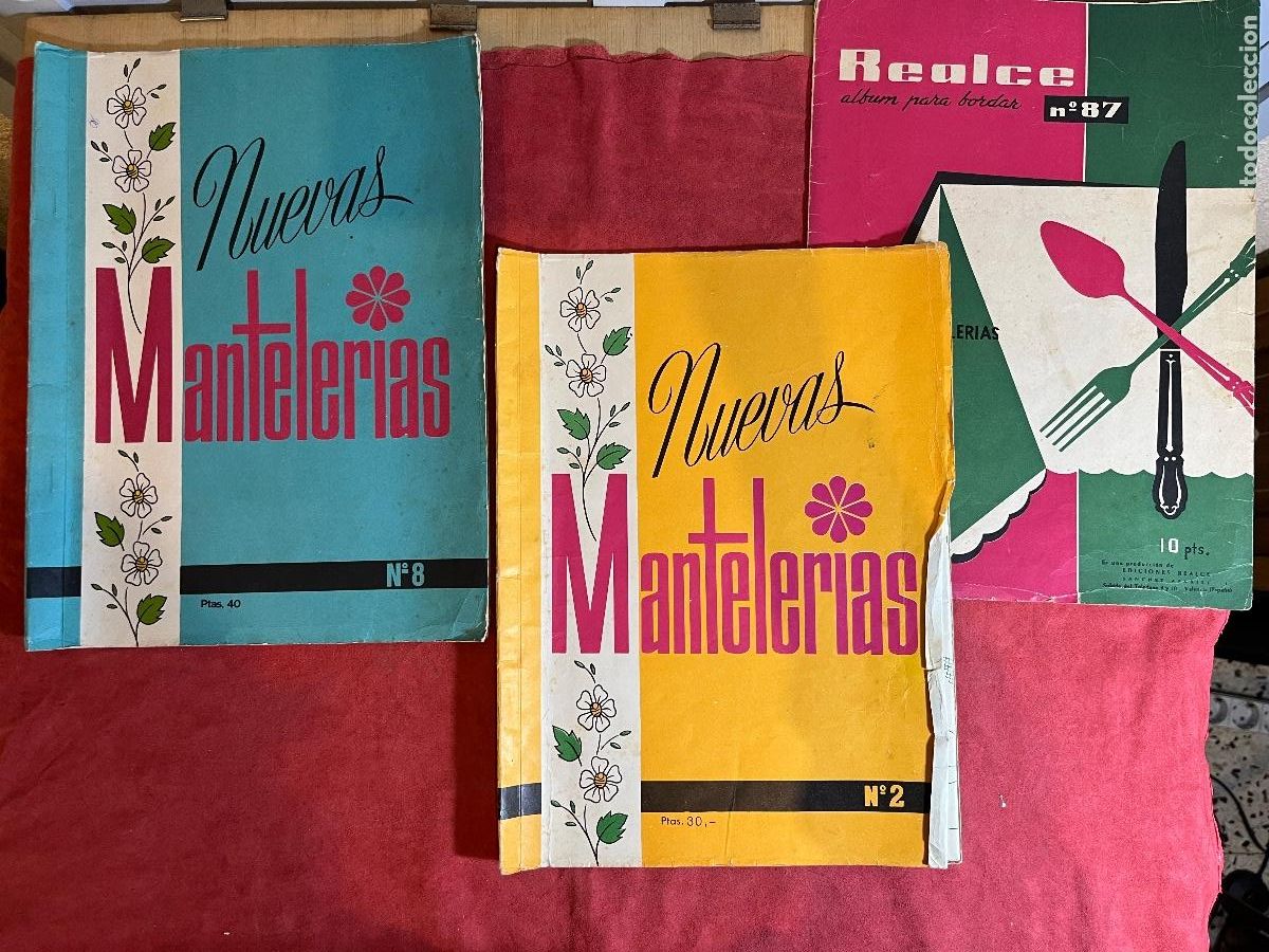 Sammeln: Lote 3 &aacute;lbumes antiguos de bordado y manteler&iacute;a &ndash; Nuevas Manteler&iacute;as (n&ordm;2 y n&ordm;8) + Redilce n&ordm;87 &ndash; a&ntilde;