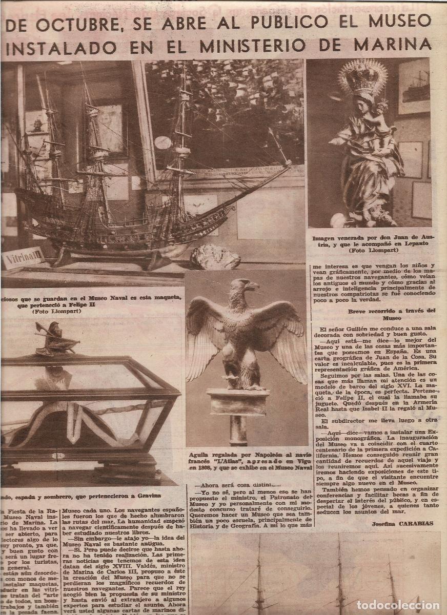 Colecionismo: A&Ntilde;O 1932 RECORTE PRENSA MUSEO NAVAL EN EL MINISTERIO DE MARINA FRAGATA NUMANCIA AGUILA NAPOLEON
