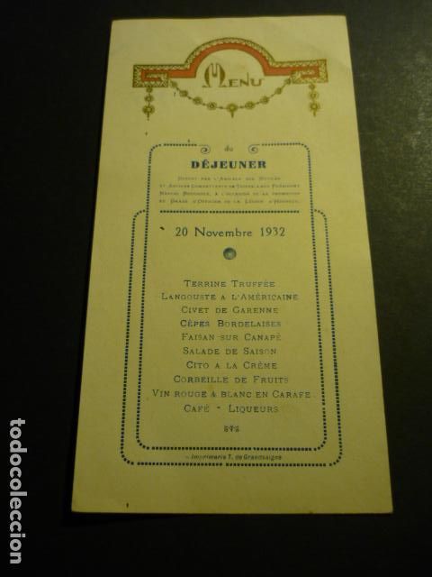 Coleccionismo: MENU CARTA MINUTA 1932 - Foto 1
