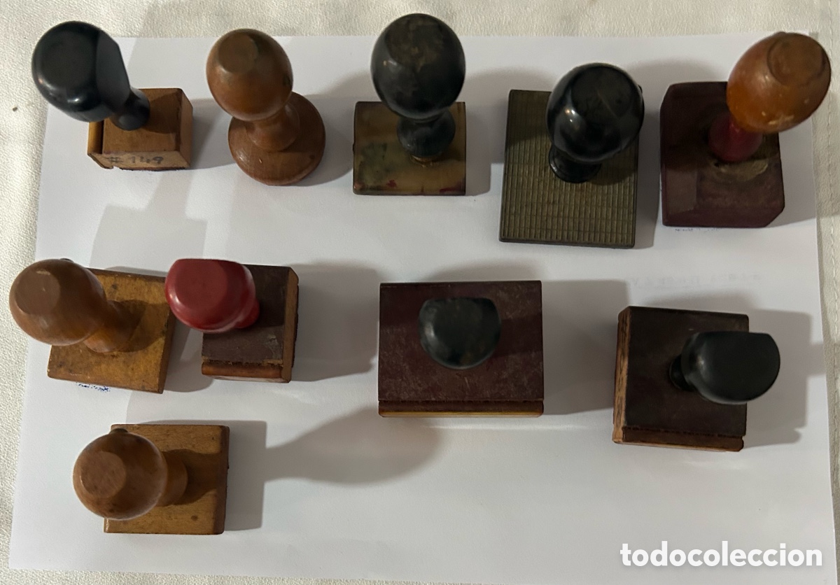 Coleccionismo: ANTIGUOS 10 TAMPONES DE MANGOS MADERA CON SELLOS DE TINTA DE CLUBS N&Aacute;UTICOS?