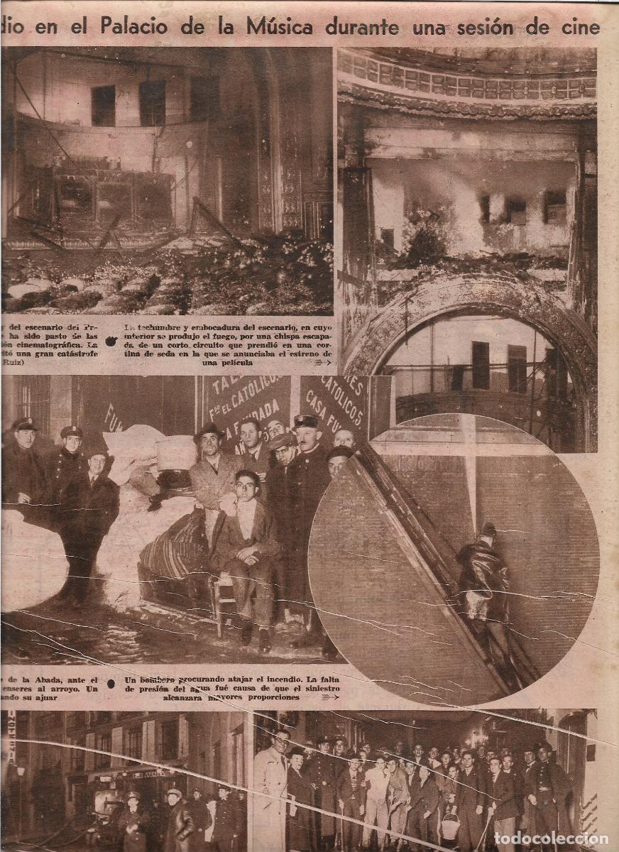 Coleccionismo: A&Ntilde;O 1932 MADRID INCENDIO PALACIO DE LA MUSICA DURANTE SESION CINE BOMBEROS VECINOS CALLE ALBADA